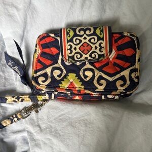 Vera Bradley Orange-Red and Navy Patterned Clutch